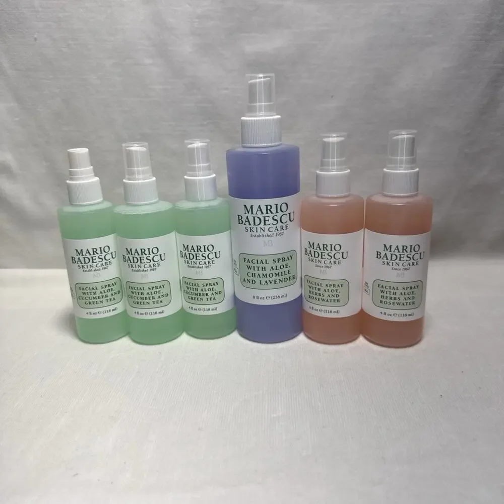 6 pack Mario Badescu Facial Spray Aloe Cucumber Rosewater Lavender 4 Oz & 8 Oz